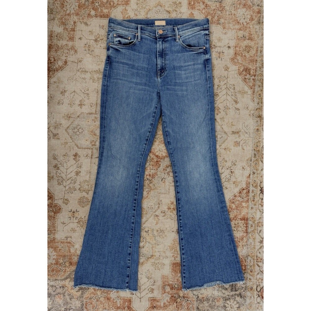 Mother The Weekender Fray A Groovy Kind of Love Wide Flare Leg Denim Jeans Sz 31 - Picture 2 of 9
